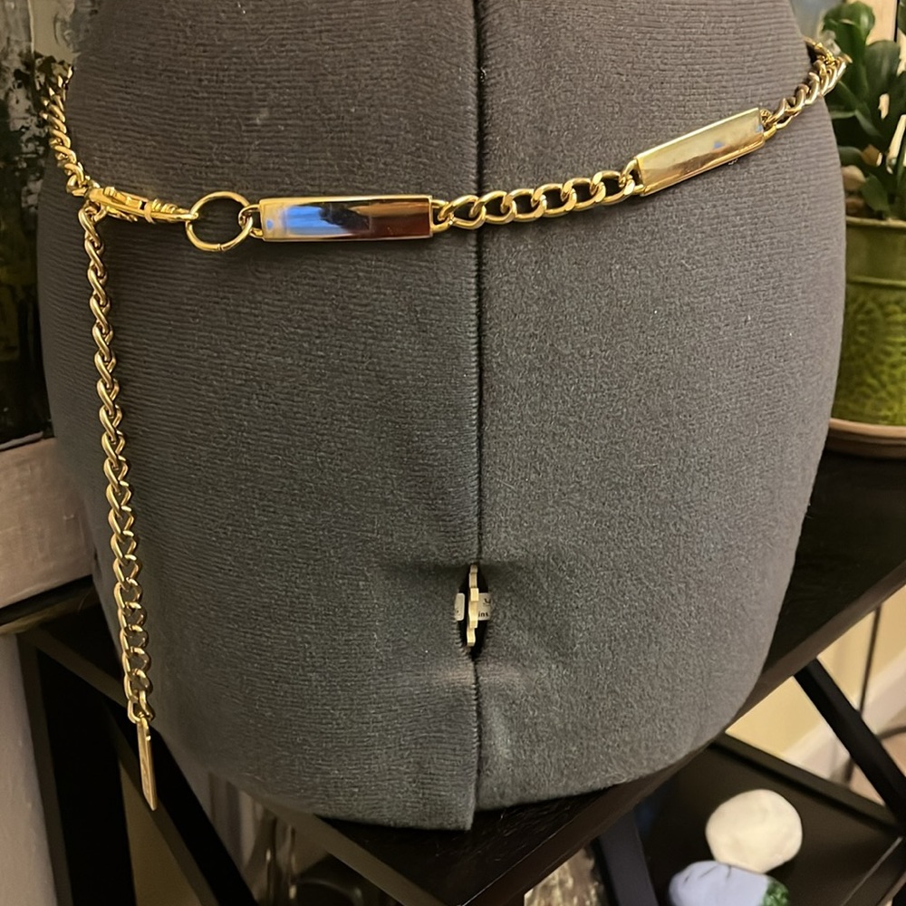 Vintage Kathie Lee Gold Plated Chunky Bar Runway Chain Belt - Picture 6 of 6